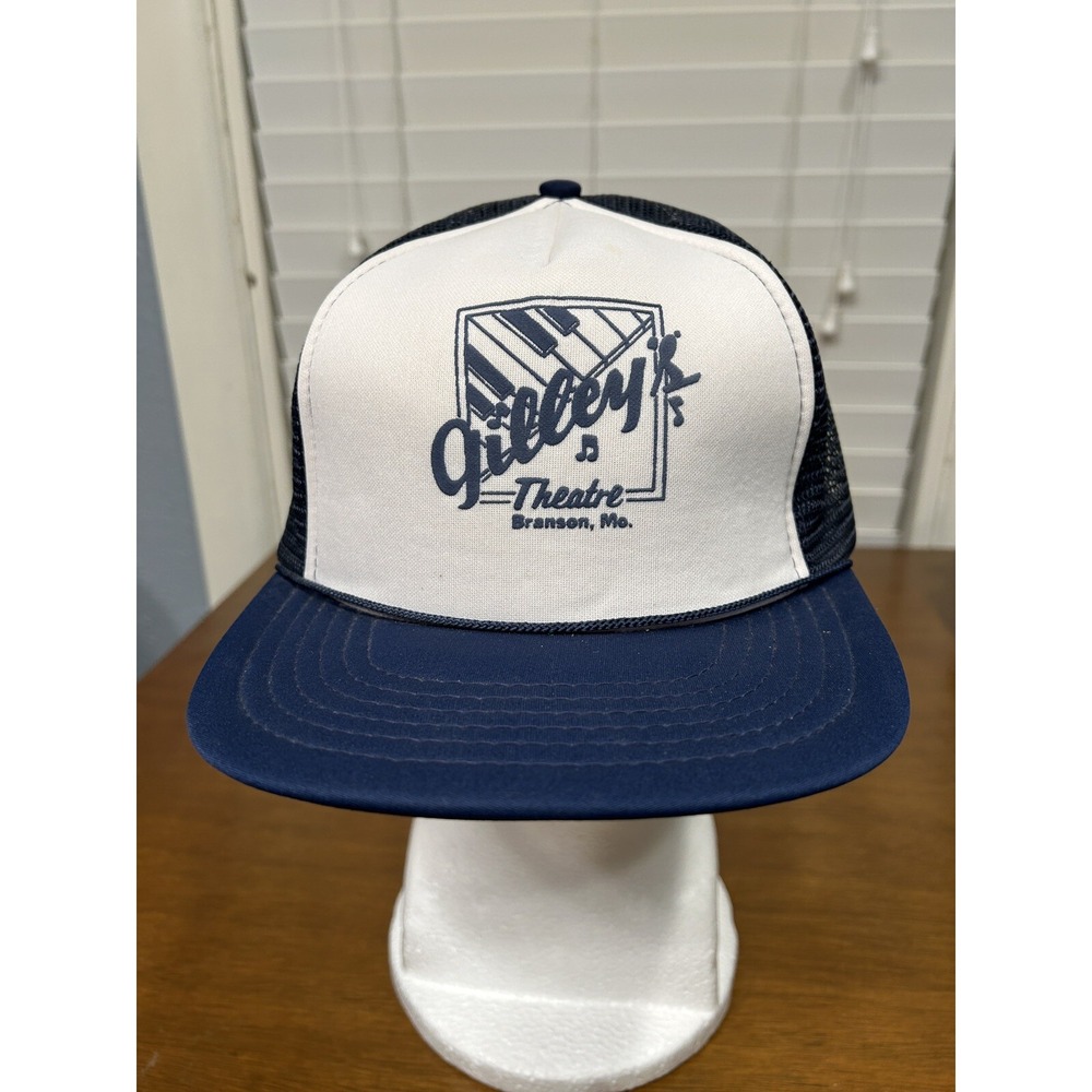 Vintage Branson Missouri Gilley's Theater Snap Back Hat Trucker Hat Blue/white